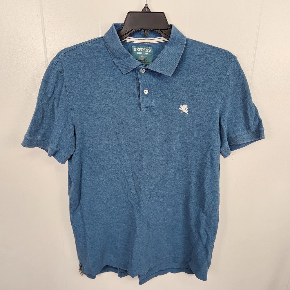 Express Pique Polo Shirt Mens Large Modern Fit‎ Short Sleeve Lion Embroidered